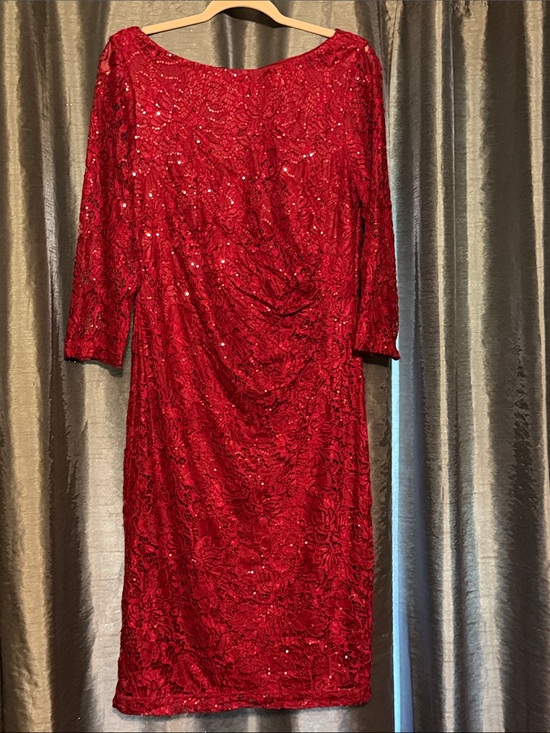 Jessica Howard Dresses & Skirts - Jessica Howard Red Sequin Lace Long Sleeve Dress